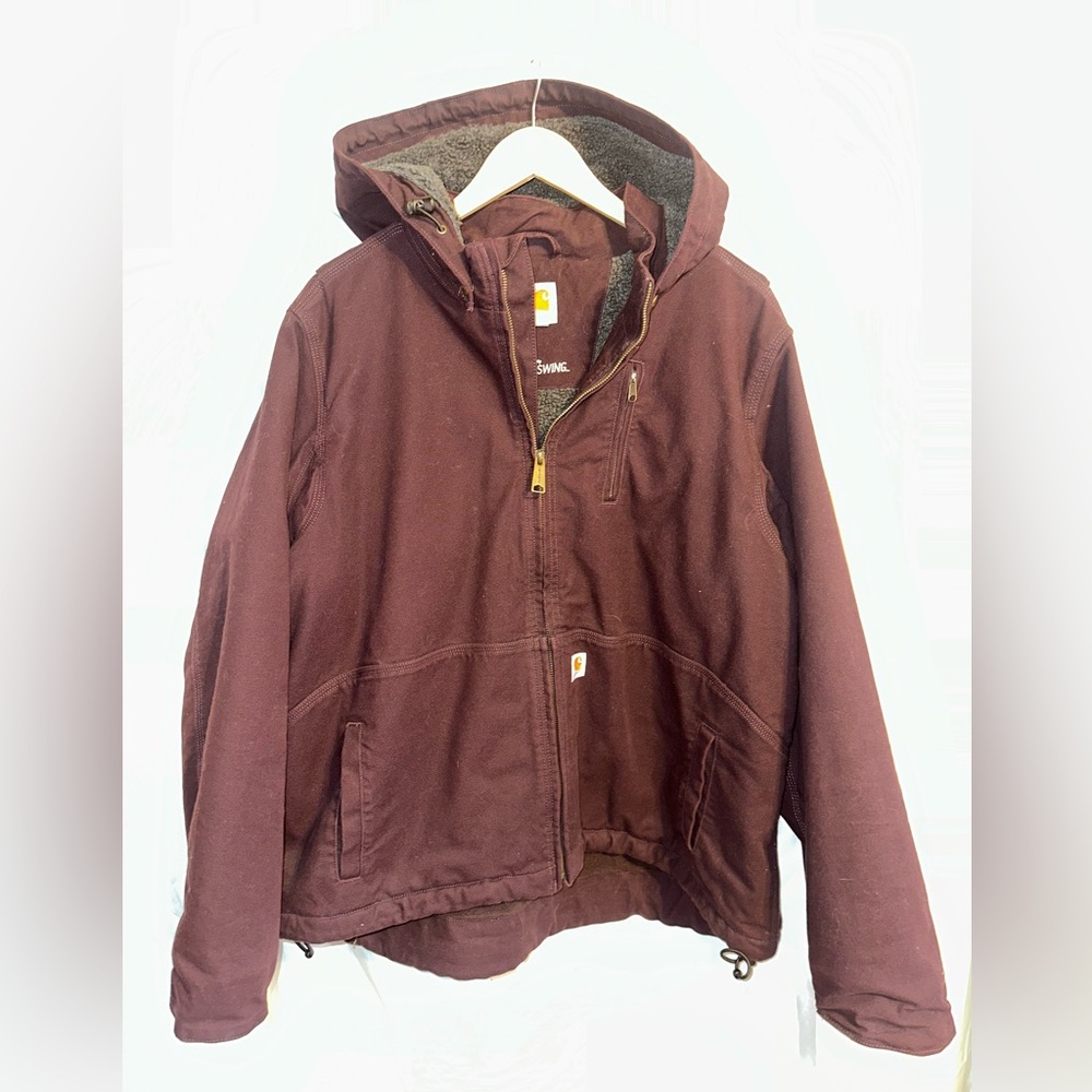Carhartt Maroon Hooded Sherpa Lined Women’s Duck Jacket
